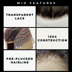 Cinnamon 13x4 Transparent Lace Front 100% Human Hair Bob Wig