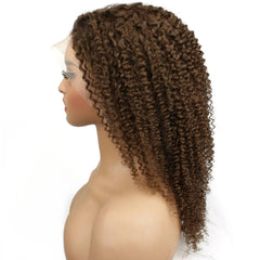 Brown Kinky Curly 13x4 Transparent Lace Front Wig