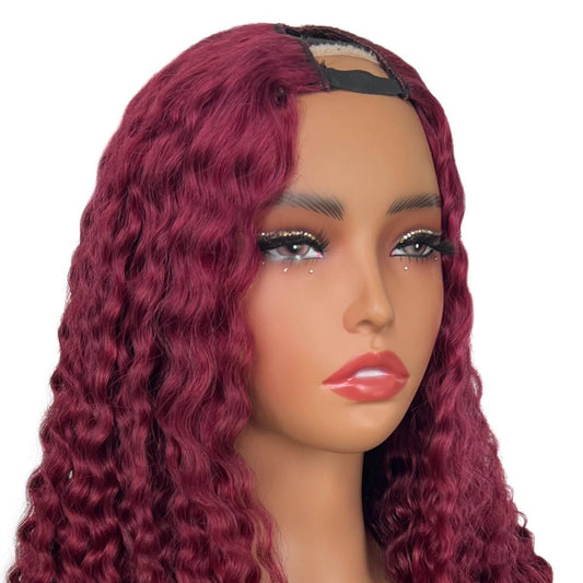 Burgundy Ocean Wave V Part 100% Human Hair Wig