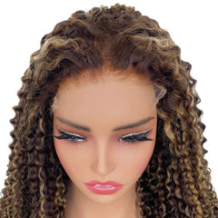 Dark Highlight Kinky Curly 5x5 HD Closure Wig