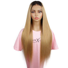 Honey Blonde Ombre Straight 13x4 HD Lace 100% Human Hair Front Wig