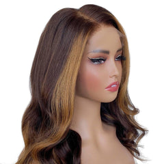 Brown Balayage Wavy 5x5 HD Lace Closure 100% Human Hair Bob Wig