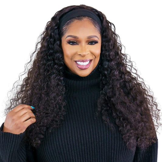 Raw Deep Wavy Human Hair Headband Wig